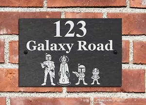 Divertido letrero de puerta de pizarra natural de la familia Star Wars 2 tamaños disponibles - Imagen 1 de 5