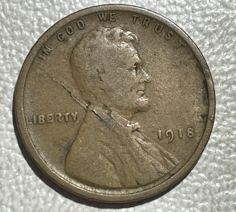 1918 Lincoln Wheat Cent with Rare Lamination Error US Mint Coin Cover