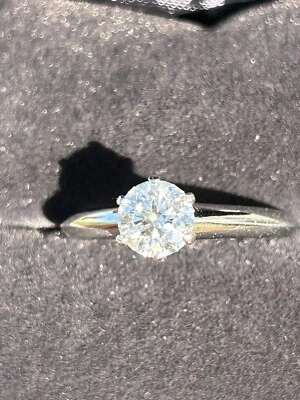 Tiffany & Co платиновый солитер бриллиант нож края кольцо .75 карат сертификат - Изображение 1 из 4