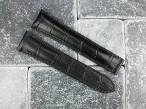 Nueva correa de despliegue de cuero negro de 22 mm con puntada negra correa de reloj para OMEGA - Imagen 1 de 5