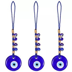 3pcs Evil Eye Car Hanging Ornament Turkish Blue Eye Charms Protection Blessing - Picture 1 of 9