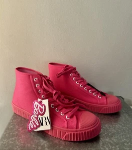 ZARA BARBIE™M CANVAS HIGH-TOP TRAINERS SIZE 6 - Picture 1 of 5