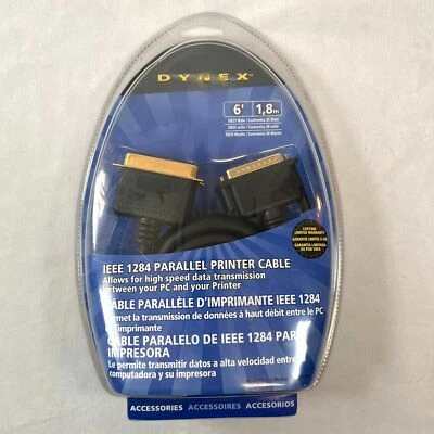 New Dynex 6' IEEE 1284 Parallel Printer Cable DB25 Male Gold .. - Image 1 of 3