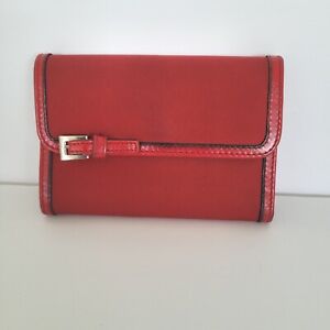 PRADA Vintage Tessuto Red Nylon Leather Logo Plate Wallet Small Trifold Compact 