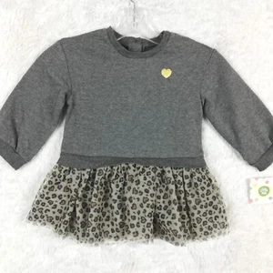 Little Me Toddler Girls Dress Leopard Print Gray Long Sleeve Casual Crew 2T New - Picture 1 of 11