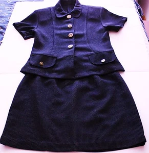 LADIES BLOUSE SHORTSKIRT BLACK/STRIPED SHORTSLEEVES - Picture 1 of 7