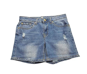 7 Seven For All Mankind Shorts Low Rise Medium Wash Sz 14 Embroidered A Pockets - Picture 1 of 4
