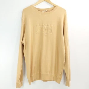 Ghanda Jumper Womens Size 14 Sand Beige Crew Long Sleeve Top Embroidered Light - Picture 1 of 13