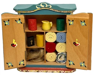 1:12 Dora Kuhn Wooden Armoire Wardrobe Filled Dollhouse Miniature Furniture - Picture 1 of 13