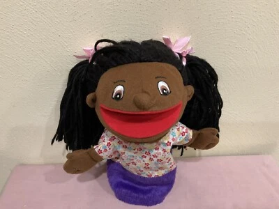 LAKESHORE LET’S TALK AFRICAN AMERICAN GIRL PUPPET, MOVEABLE MOUTH, MACHINE WASH - Image 1 of 4
