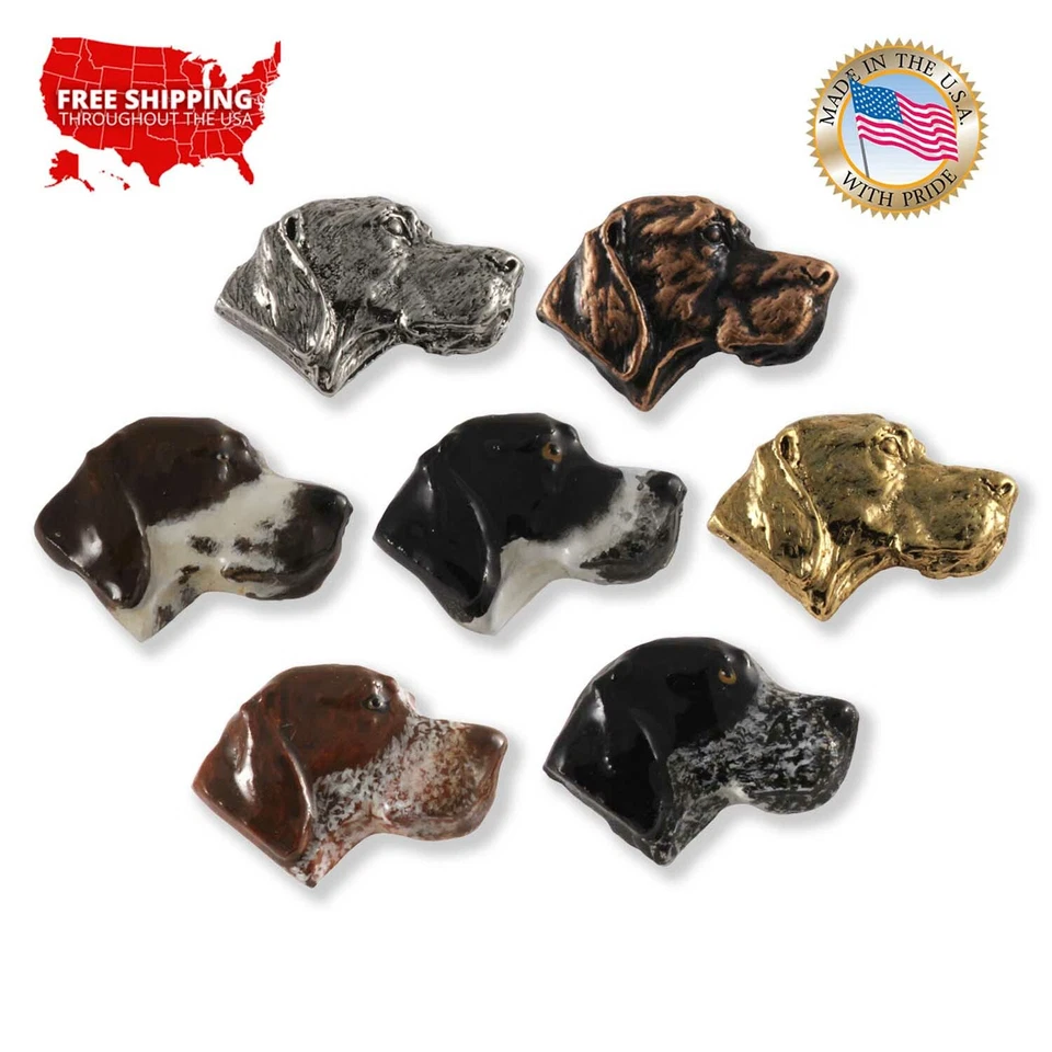 Pin de solapa de cabeza de perro puntero inglés de peltre o imán de refrigerador D076 EE. UU. Foto 1 de 1