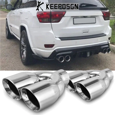 Punta de escape cuádruple de 2,5" a 3,5" de acero inoxidable pulido para Jeep Grand Cherokee Foto 1 de 4