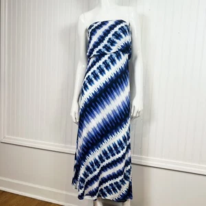 Laundry By Shelli Segal Blue White Striped Strapless Maxi Dress Size S Stretch - Picture 1 of 15