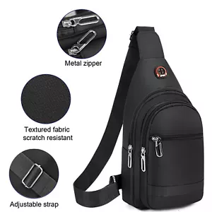 Men's Causal Sports Canvas Sling Bag Chest Shoulder Fanny Pack Cross Body Pouch - Picture 1 of 57