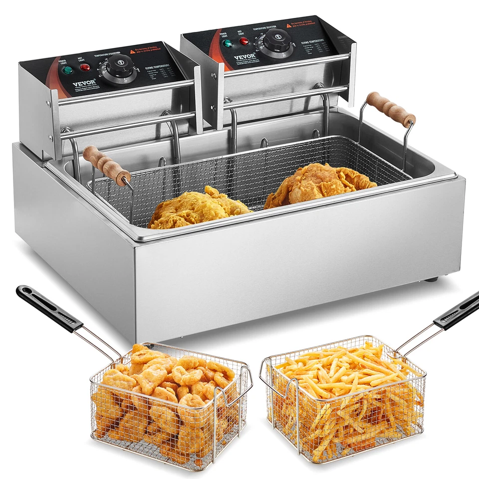 VEVOR Kommerzielle Gastro Fritteuse Elektrische Fritöse 2500W 12L Edelstahl