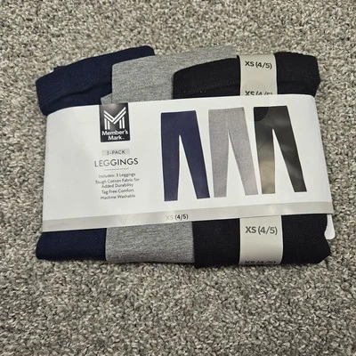 Leggings Member's Mark Niñas Talla 4/5 Paquete de 3 Cintura Elástica Algodón Sin Etiqueta Foto 1 de 4