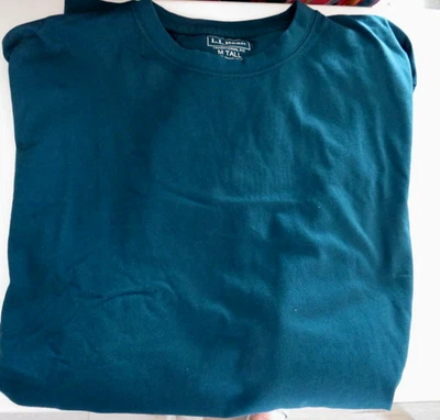 NEW L.L. BEAN SZ. M TALL TEAL BLUE-LONG SLEEVE-COTTON JERSEY T SHIRT - Image 1 of 4