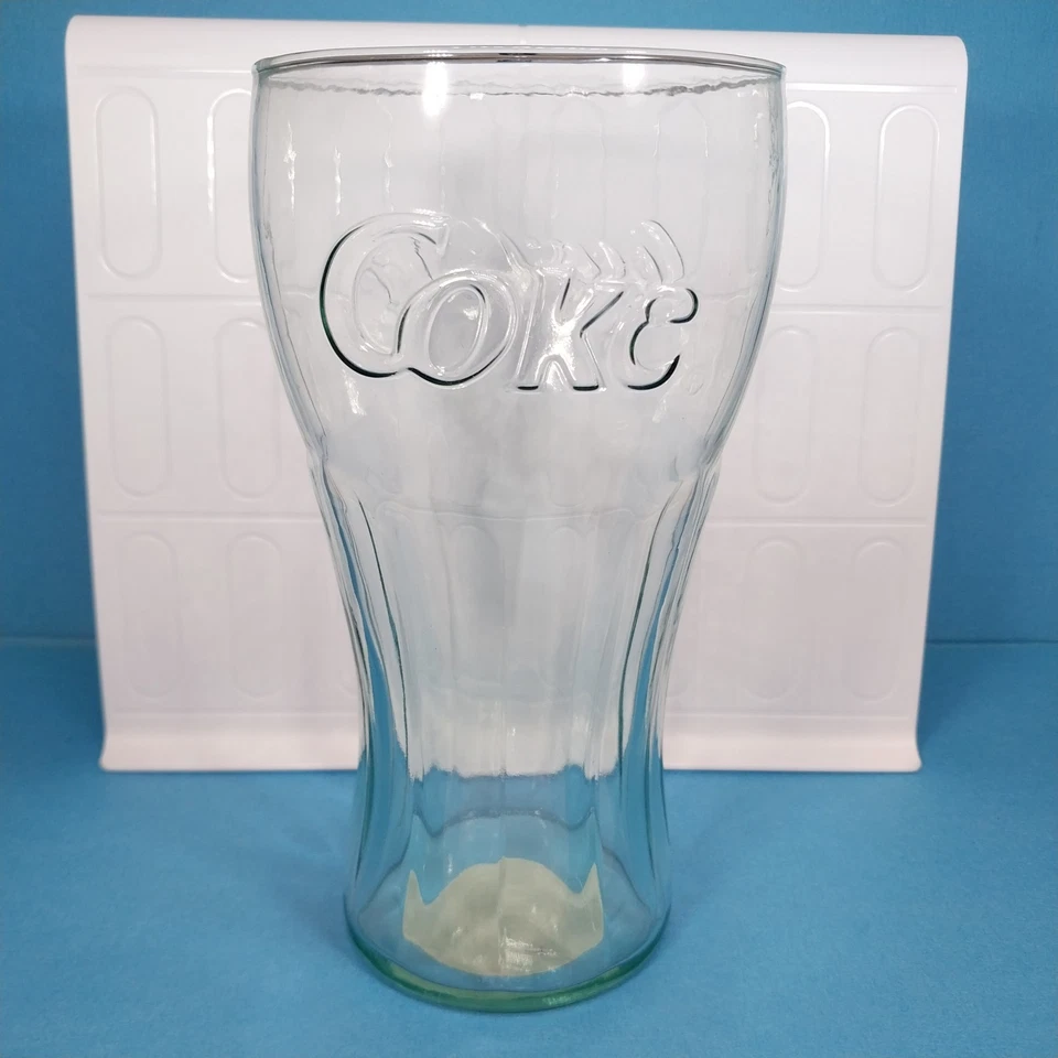 32 Oz Coca-Cola / Coke Large Contour Glass 7.5 " Tall Green Pair Of 2