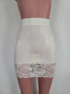 De Colección Años 90 Vanity Fair Panty Faja Brillante Marfil Spandex Encaje Mini Falda Mediana EE. UU. - Imagen 1 de 11