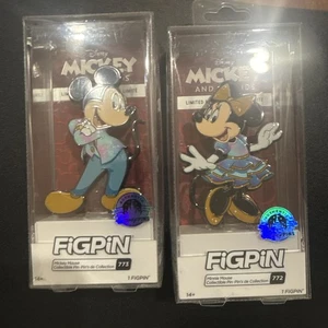 Disney Pin Mickey and Minnie Mouse 50th Anniversary Fig Pins #773 #772 - Picture 1 of 2