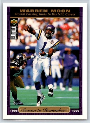 1996 Collector's Choice Warren Moon Season to Remember Minnesota Vikings #65 - Image 1 of 2