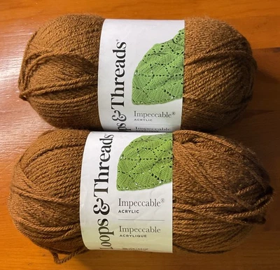 New (2) Loops and Threads Impeccable Yarn -Walnut- 285 Yds Each 4.5 Oz - Image 1 of 4