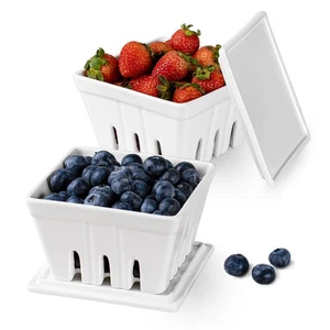 Ceramic Berry Basket with Lids, Fruit Bowl/Baskets with Covers, 5 Inch Coland... - Picture 1 of 6
