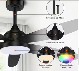 42IN Bluetooth Retractable Ceiling Fan with 7 Colors RGB/28W LED/Smart Remote US - Picture 1 of 11
