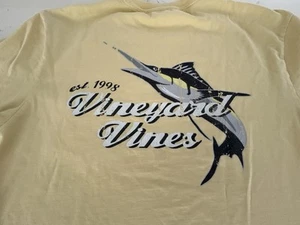 Vineyard Vines Marlin Fishing T Shirt XL Yellow SS Front Pocket Crew Neck T - Picture 1 of 6