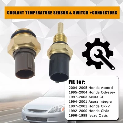 Engine Coolant Fan Temperature Sensor Switch Set for Honda CR-V Civic Acura - Image 1 of 4
