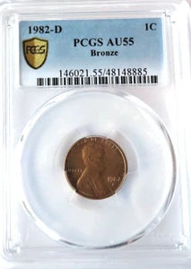 1982 D Gold Label PCGS AU55 Bronze Lincoln Penny - Picture 1 of 3