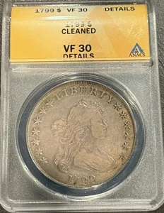 1799 Draped Bust Dollar ANACS VF30 Details (cleaned) - Picture 1 of 4