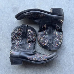 Durango Black Leather Cowboy Western Embroidered Boots Size 13D - Picture 1 of 5