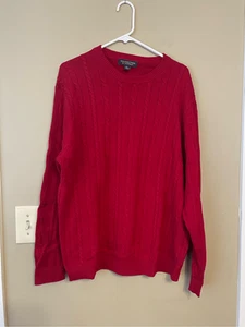 Roundtree & Yorke Mens Red Cotton Cable Knit Crewneck Sweater Extra Large XL - Picture 1 of 4