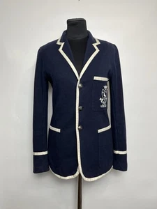 Women's Blazer Ralph Lauren Navy Blue With Logo And Metal Buttons Size 4 - Picture 1 of 21
