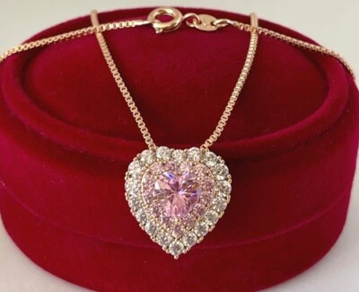 Luxus Halskette Herz Anhänger Zirkonia Collier 750er Rolled Gold 18K vergoldet - Bild 1 von 4