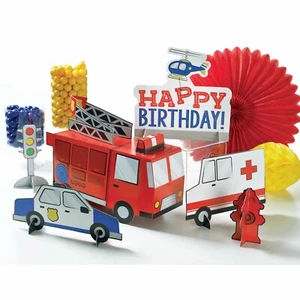 RESCUE VEHICLES First Responders CENTERPIECE TABLE DECORATING KIT (1) Fire Truck - Picture 1 of 1