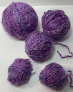 Mohair/Wool/Metallic Yarn Lot of Frogged BallsFromDesigner Project LavenderMulti - Picture 1 of 4