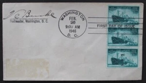 SC47 UNITED STATES 1946 FDC Merchant marine fascilime signature of postmaster - Picture 1 of 2