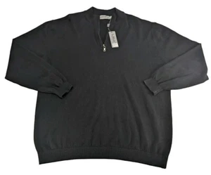NEW VINTAGE Lavane New York Sweater Mens XL Cotton Blend 1/4 Zip Gray - Picture 1 of 8