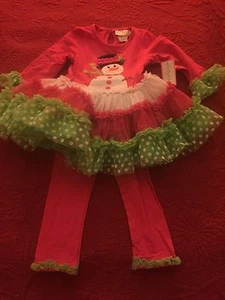 NWT Emily Rose Holiday Winter Ruffle Outfit Pink 2 3 And 4 Top Leggings Outfit - Picture 1 of 2