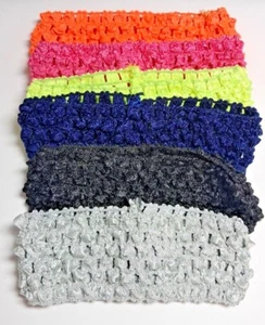 Satin Headbands Elastic Infant Toddler, Craft Supply Crochet Set of 6 Blank 2" - Picture 1 of 24