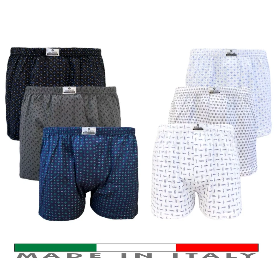 6 Boxer Uomo 100% Cotone Mutande Con Apertura Bianco Blu Nero Grigio M L XL XXL - Image 1 of 1