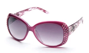 Gafas de sol retro lentes degradadas antiguo acento templo marco de estrás - Imagen 1 de 6