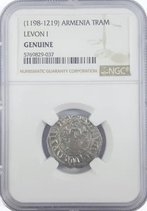 A-DS6 Armenia - King Levon I (1198-1219) Tram NGC Genuine Silver Coin - Crusades - Picture 1 of 4