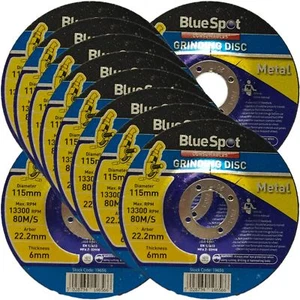BlueSpot Metal Grinding Discs 6mm Angle Grinder Cutting 1, 5 Or 10 115mm 4.5" - Picture 1 of 4