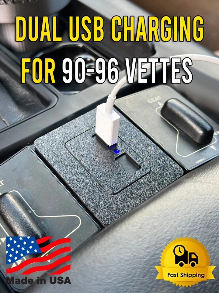 1990-1996 C4 Corvette Dual USB Charging Center Console FX3 Plate Replacement - Image 1 of 4