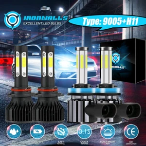 360° LED Headlight Bulbs Conversion Kit 9005 & H11 High Low Beam White Bright 4x - Picture 1 of 12