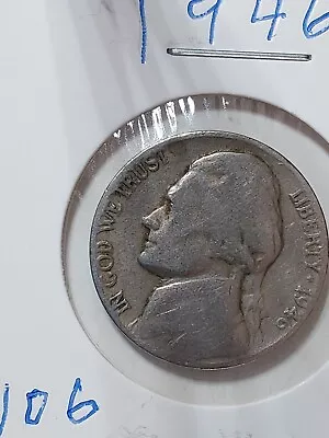 Rare 1946 Jefferson Nickel Post War Coin Error- Lettering On Rim No Mint Mark - Image 1 of 4