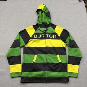 Burton Sweatshirt Mens Small Striped Full Zip Hoodie Green Black Snowboard - Picture 1 of 8